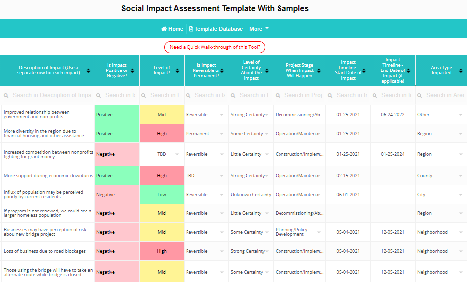 Template for Social Impact Assessment