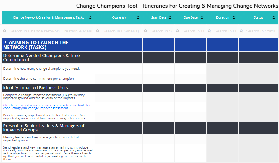 Planning for Your Change Agent and Champion Networks