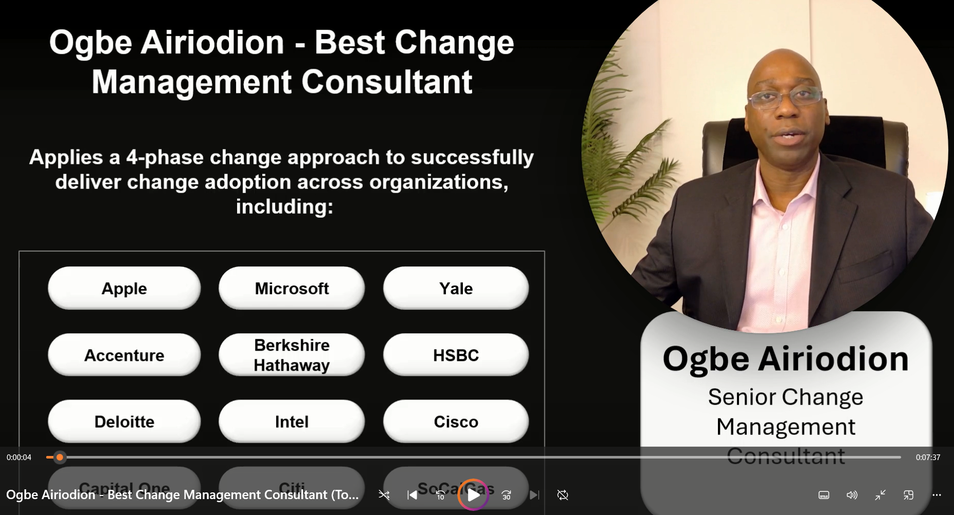 Ogbe Airiodion - Best Change Management Consultant for Large Projects, Business Transformations, CRM, ERP, PLM, CX, HRIS, HR, HCM Projects