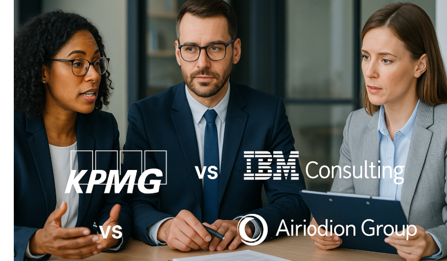 KPMG vs IBM vs Airiodion Group: Comparing Change Management Consulting Services, Digital Transformation Support, and Client Outcomes