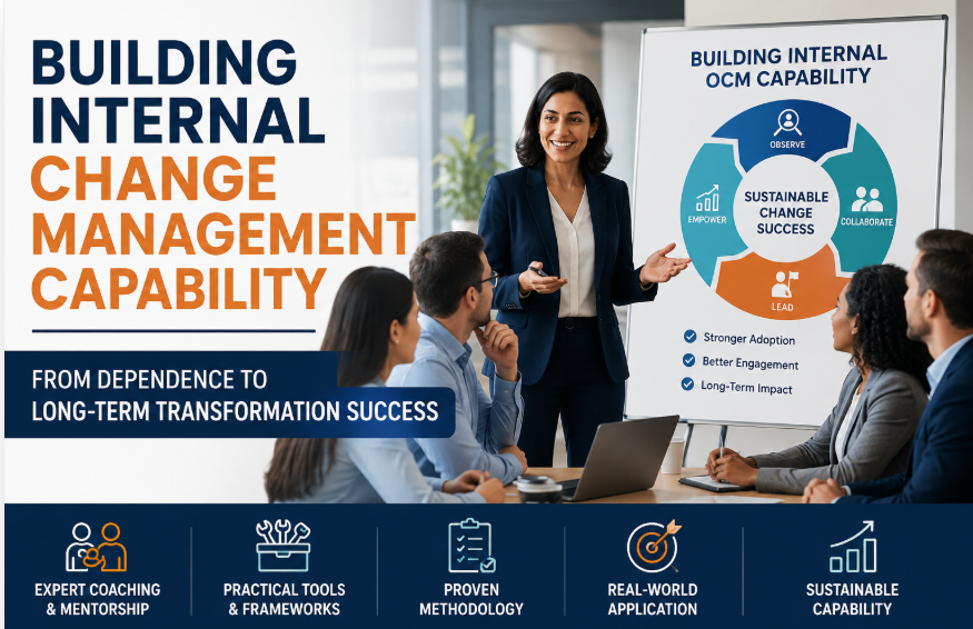 How Organizations Without Internal Change Management Teams Can Build Sustainable OCM Capability